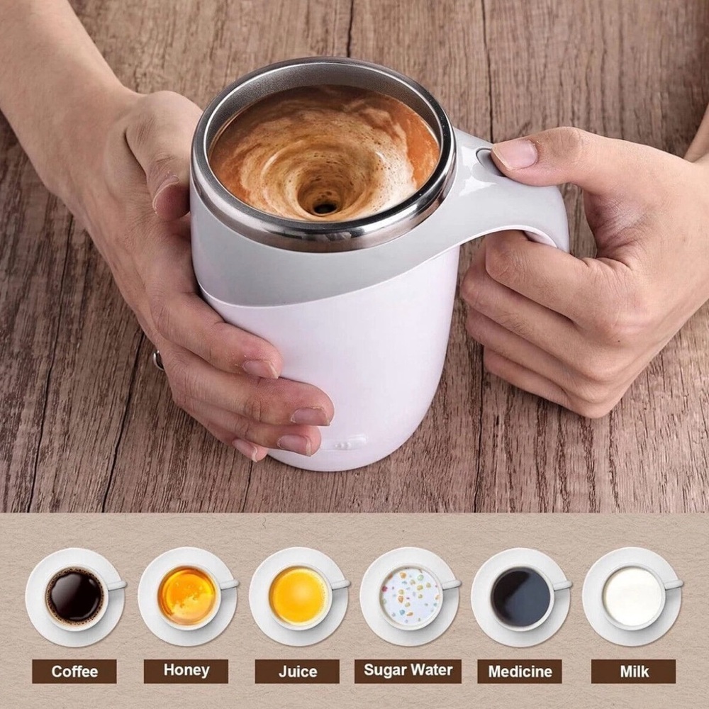 NEW Automatic Magnetic Rechargeable Electric Self Stirring Mug Cup Coffee Tea - Picture 5 of 10